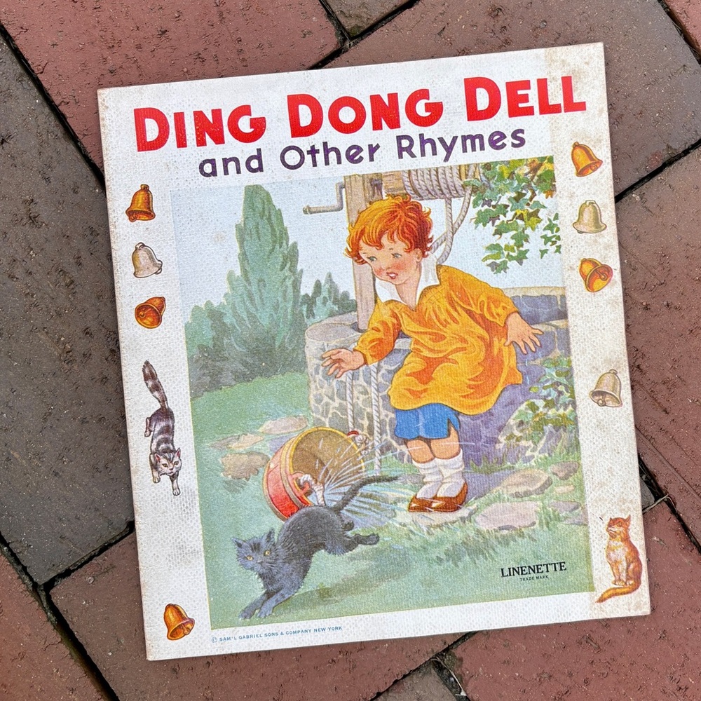 Ding Dong Dell Nursery Rhymes Linenette Vintage Childrens' Book Jack and Jill